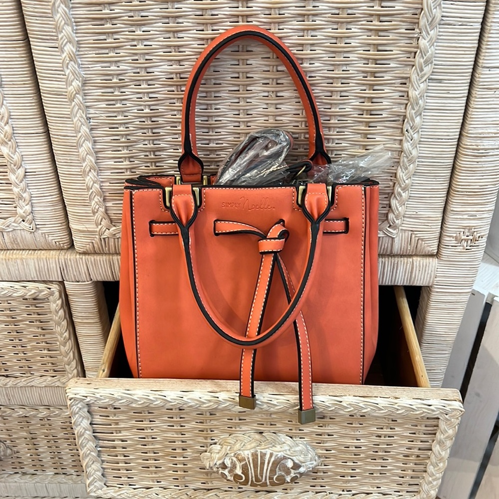 SIMPLY Noelle~Orange satchel~detachable shoulder strap